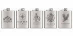 Flasque de poche gravée personnalisée — 5 motifs disponibles montagnes rose des vents monogramme voilier aigle — Artesama