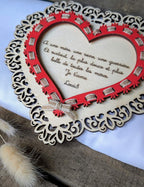 cadeau idéal fête des mères coeur en bois gravé personnalisé
