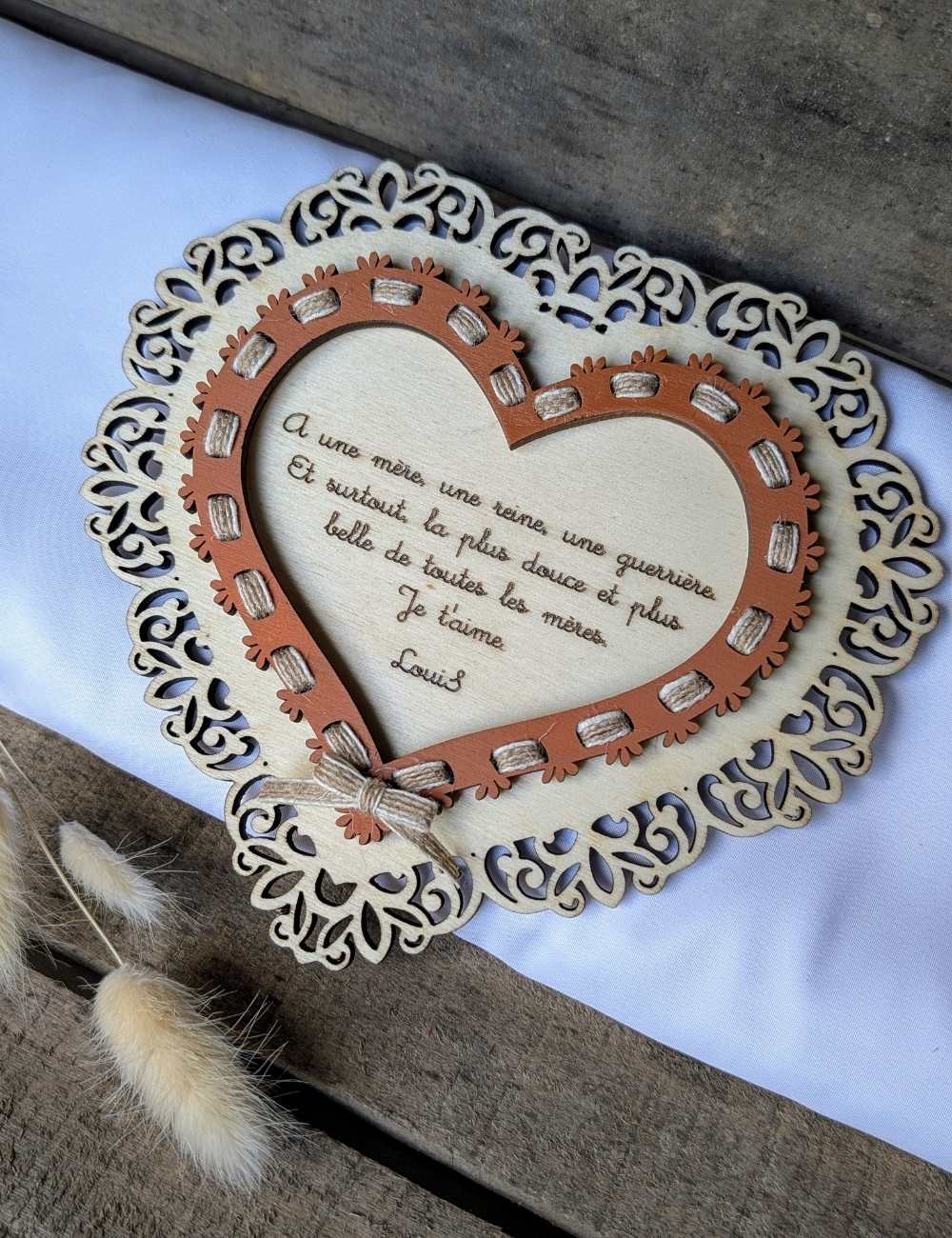 magnifique cœur effet dentelle maman je t'aime