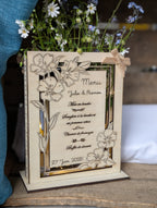 Menu mariage en bois ajouré lumineux | Lanterne décorative