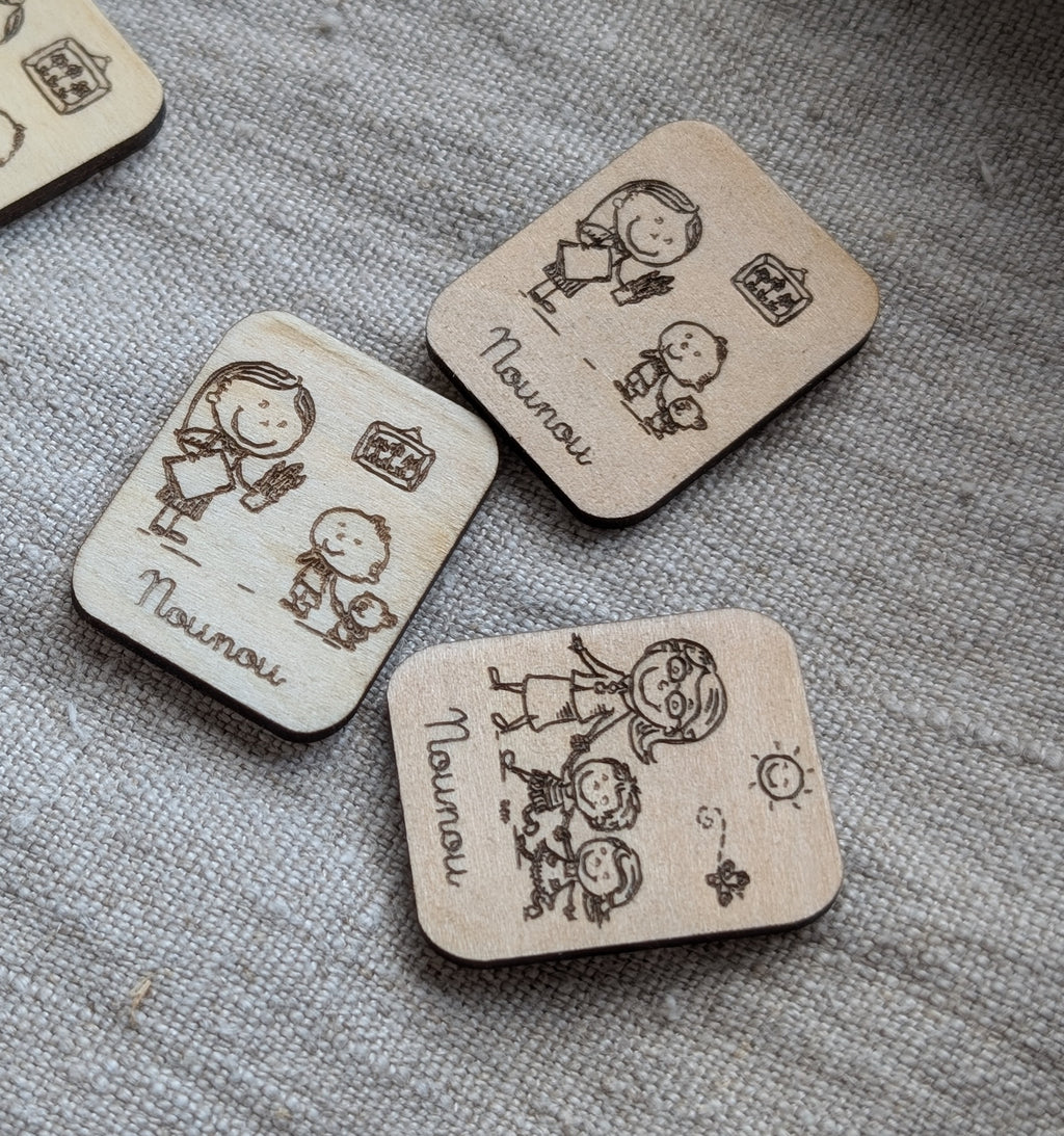 magnet nounou pour semainier en bois enfant personnalisable et modulable