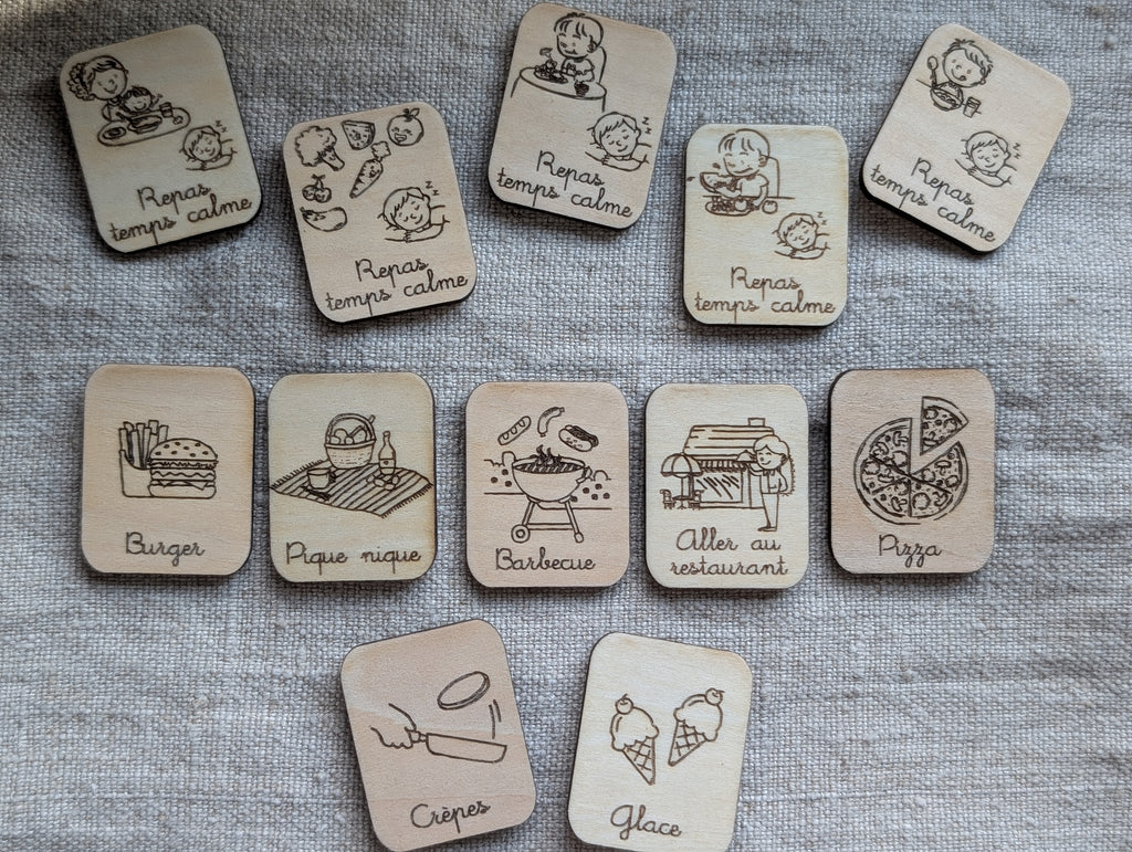 magnet repas pour semainier en bois personnalisé pour enfant 