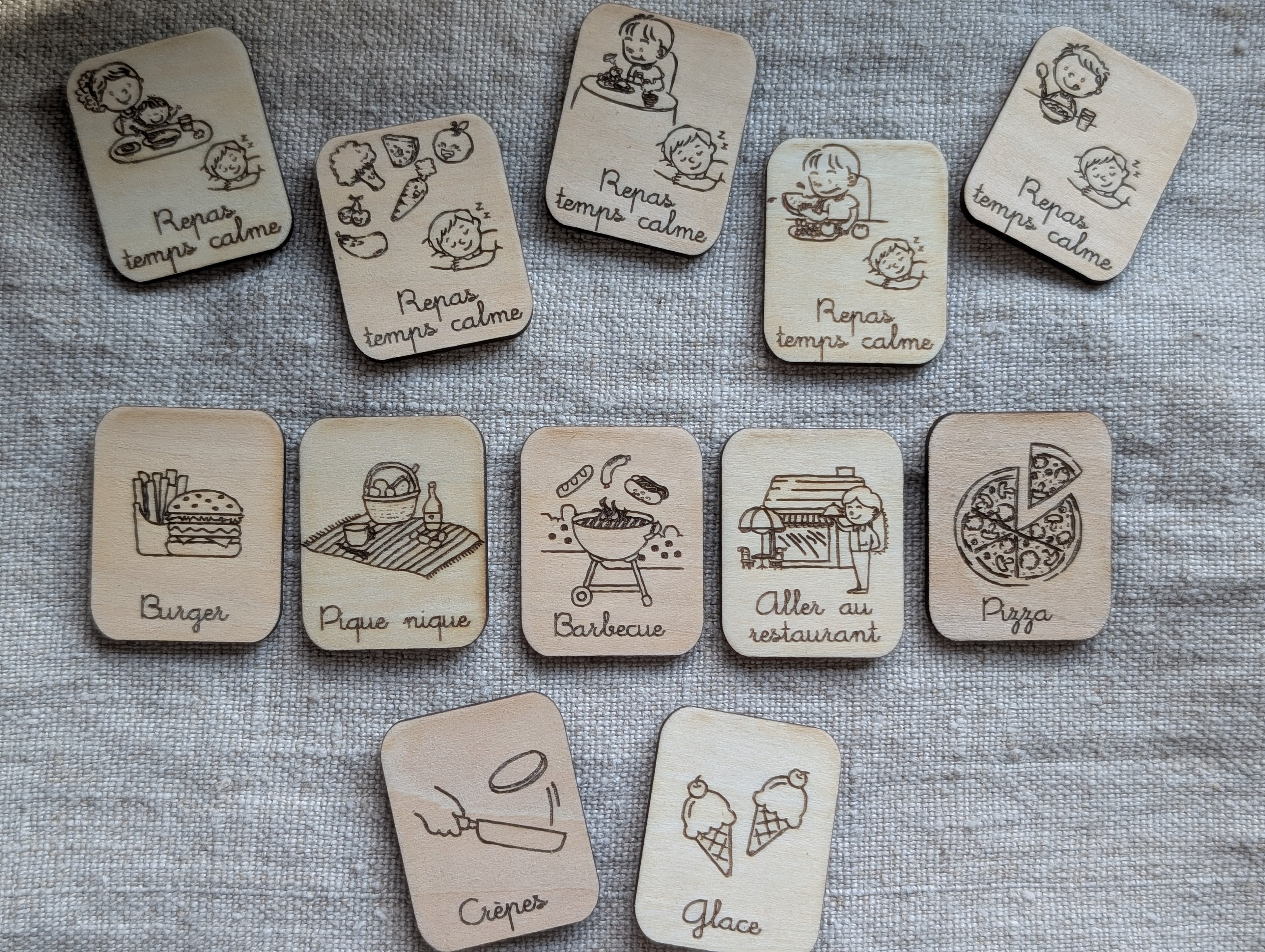 magnet repas pour semainier en bois personnalisé pour enfant 