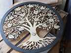 Arbre de vie personnalisé en bois de tilleul 40cm avec prénoms gravés sur cœurs - décoration murale familiale
