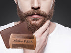 Peigne barbe bois hêtre personnalisé gravure meilleur papa étui cuir cadeau fête pères artesama
