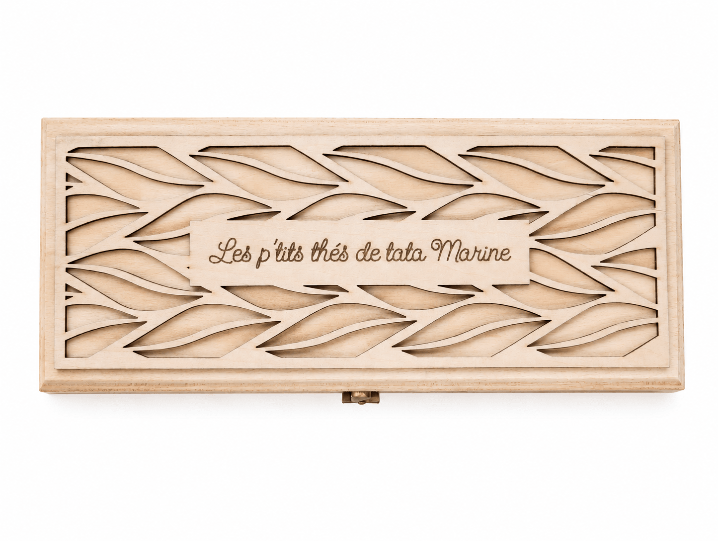 boîte en bois 4 compartiments déco gravée personnalisée les p'tits thé de tata