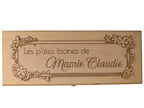 Boîte à thé bois gravée personnalisée décoration florale artisanale française cadeau