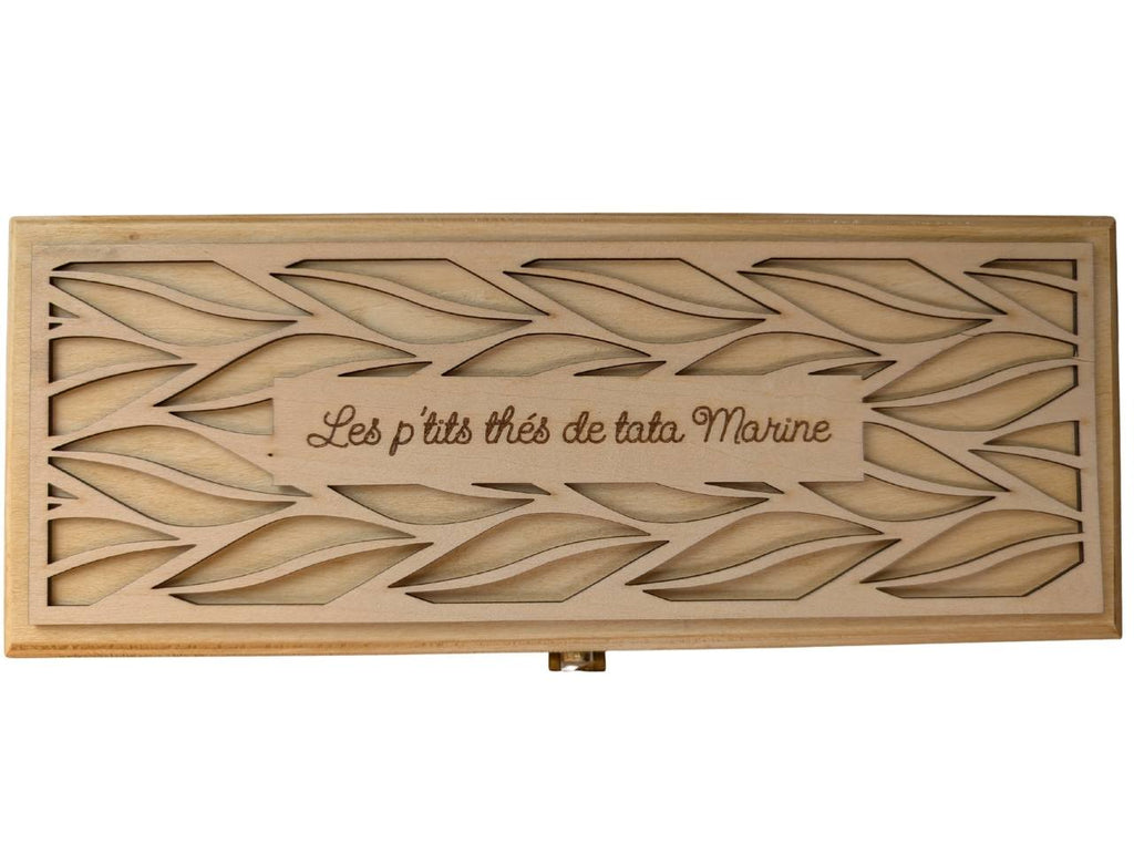 Boîte à Thé en Bois Personnalisée - 4 Compartiments - Gravure Artisanale