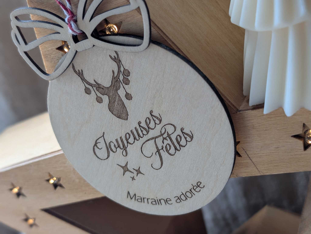 boule personnalisée texte gravé joyeuses fêtes