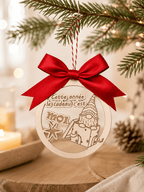 Décoration sapin boule de Noël bois gravée humour premier Noël bébé fait main France — Artesama