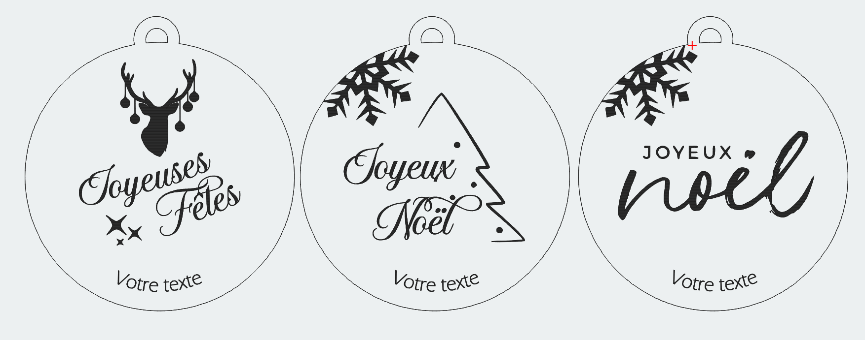 Boule Noël bois personnalisable 3 modèles sapin élan flocon joyeux noël gravure texte personnalisé