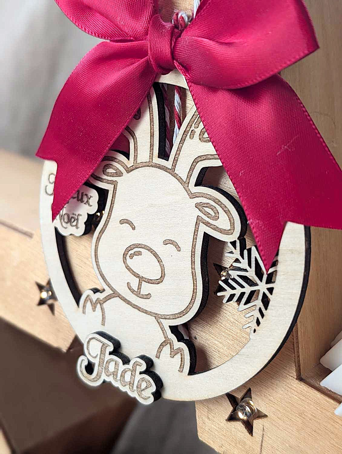 boule de noël renne prénom enfant 