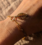 bracelet feuille dorée cadeau idéal fête des mère anniversaire Noël 