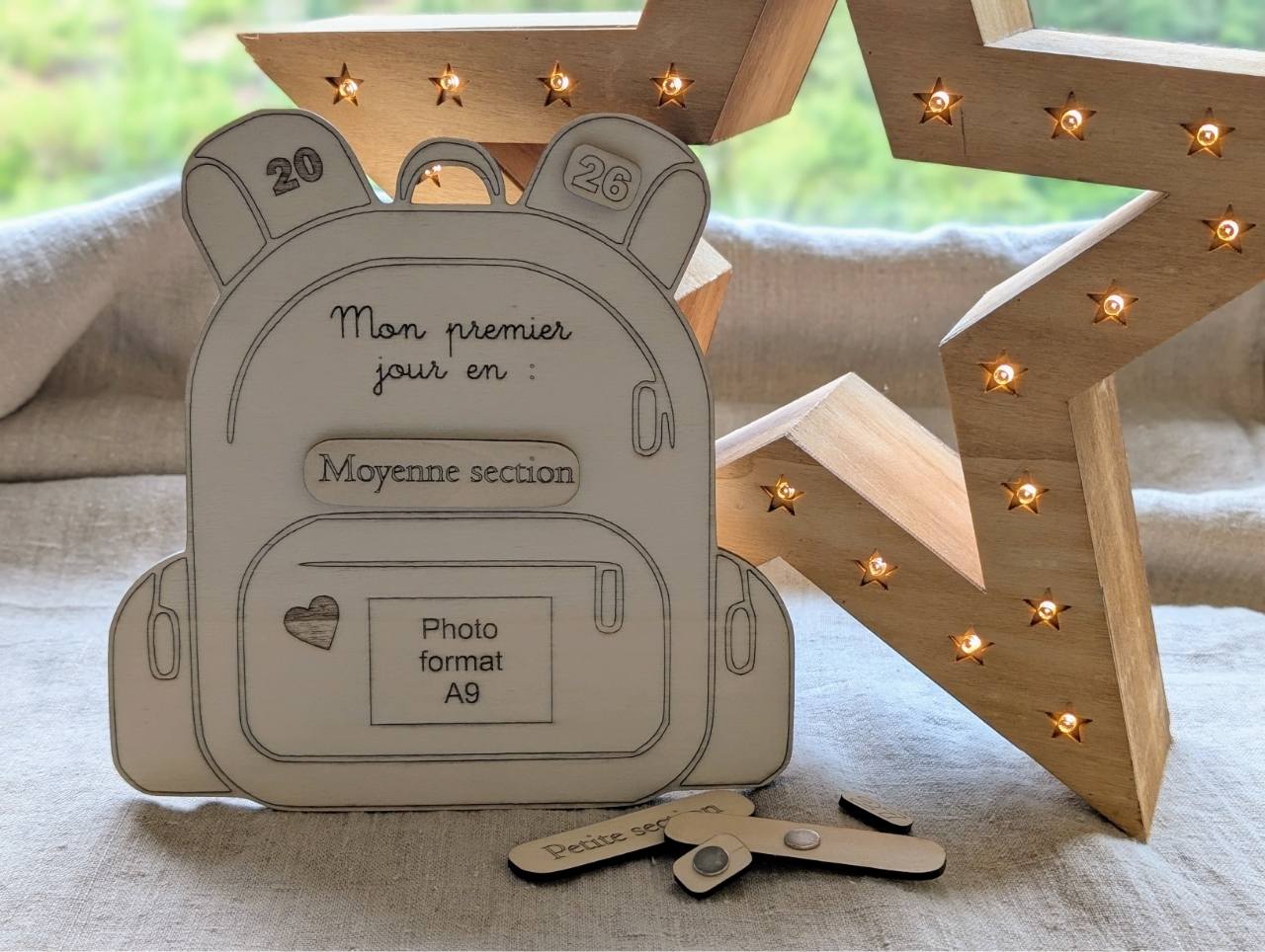 Cartable personnalisé en bois  – Premier jour