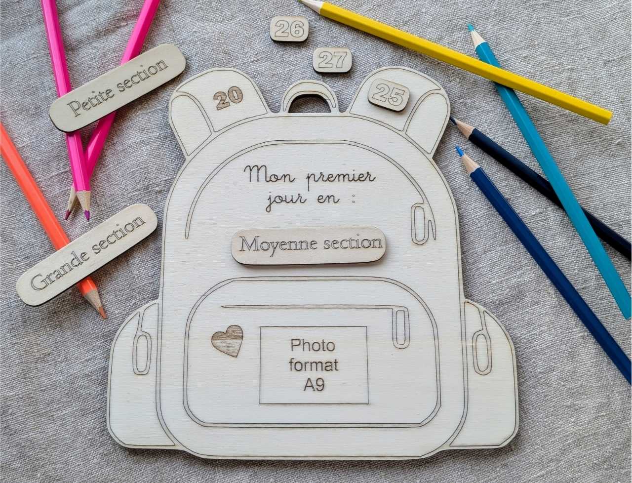 Cartable personnalisé en bois  – Premier jour