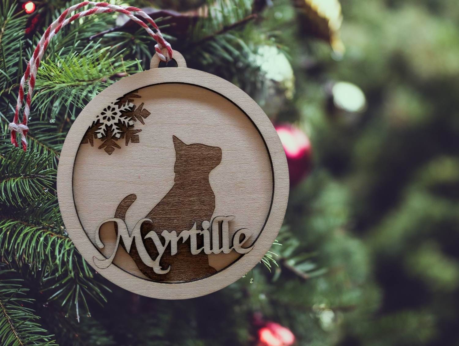 boule chat prénom gravé
