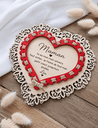 Cœur bois dentelle découpé laser rouge fil jute nœud décoration murale personnalisable Artesama