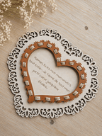 Cœur bois dentelle gravé laser terracotta gypsophile décoration murale cadeau fête des mères
