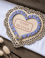 Cœur bois dentelle personnalisable message gravé laser lavande votre message cadeau fait main Artesama