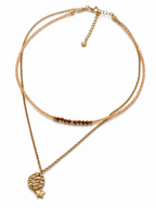 Collier 2 rangs doré femme perles nude irisées aventurine étoile acier inoxydable fait main — Artesama