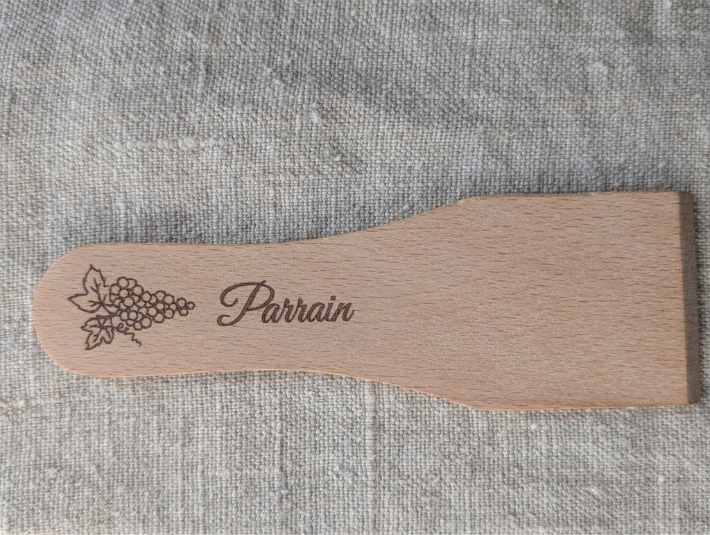 Spatule raclette bois grappe raisin épicurien gravure personnalisée