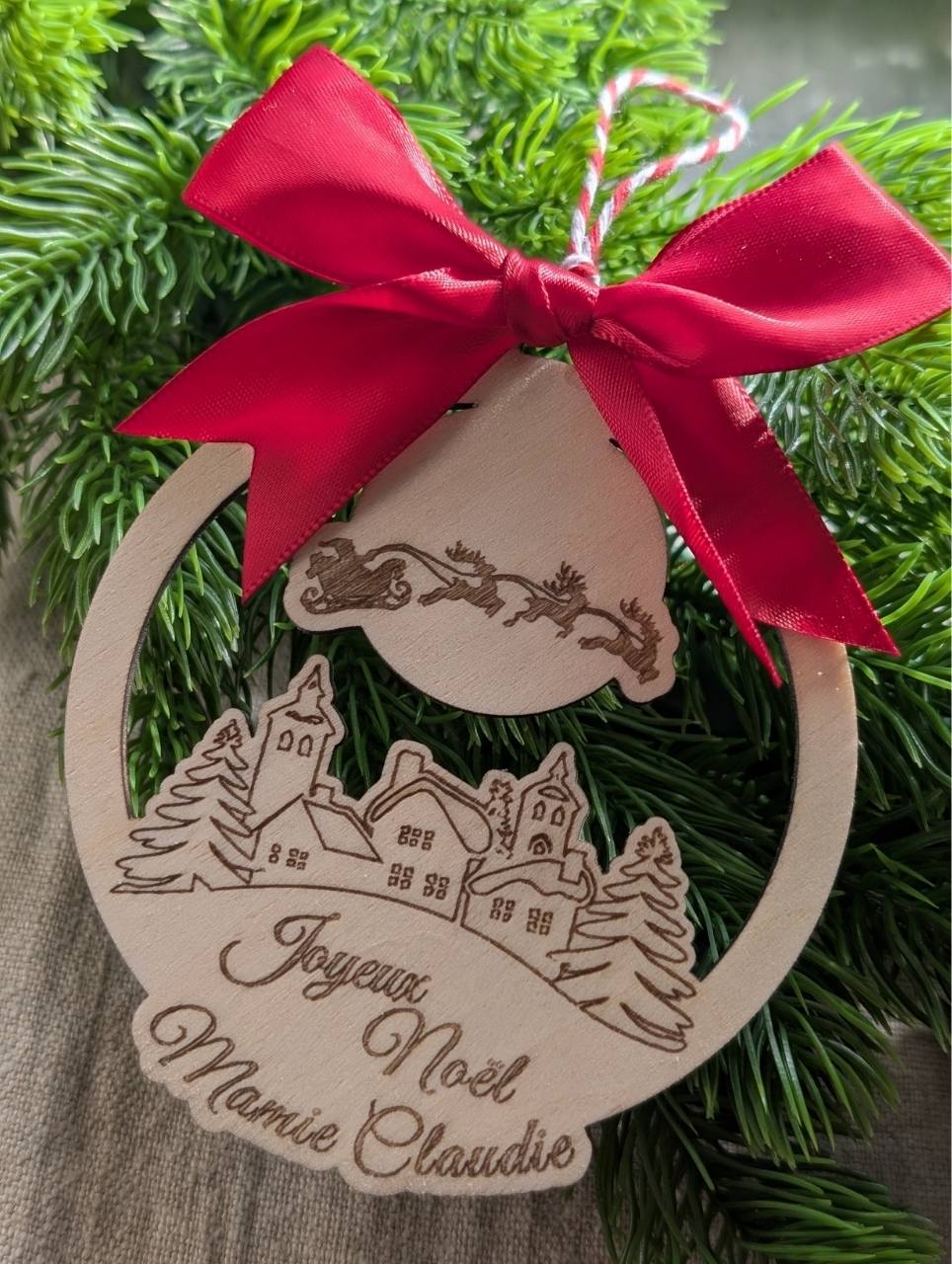 Boules de Noël en bois personnalisées – Joyeux Noël