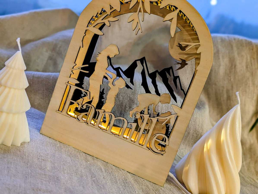 Lanterne gravure laser personnalisable cadeau unique famille