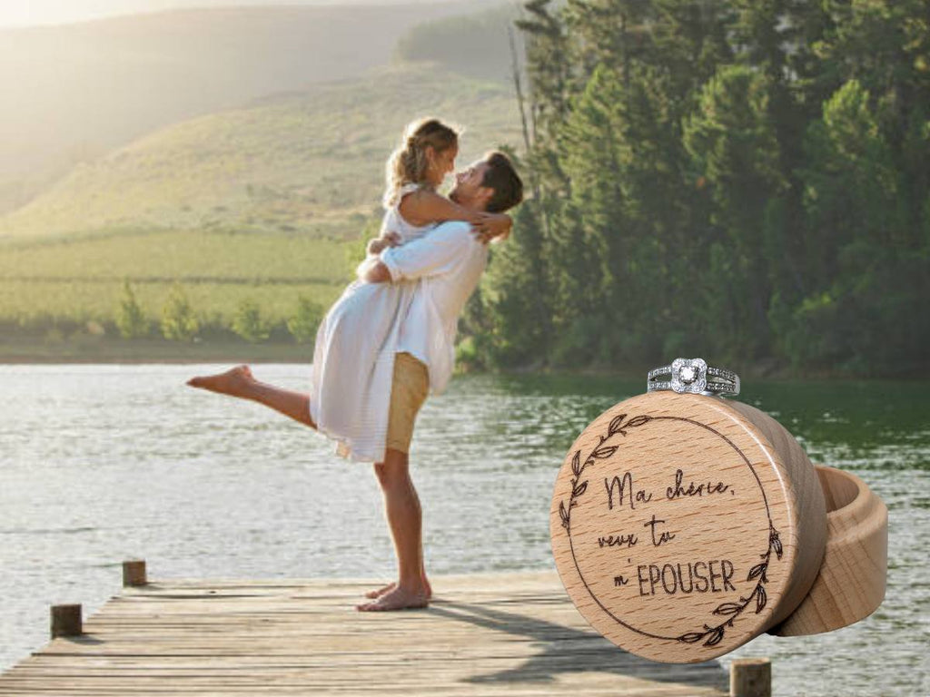 Boîte à OUI demande mariage bois gravée ma chérie veux-tu m'épouser écrin bague fiançailles artisanal