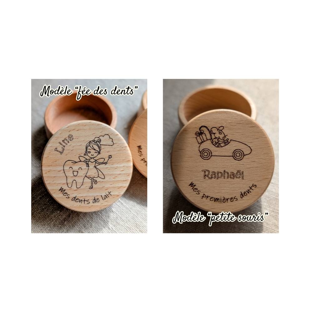 Boîte à Dents de Lait Personnalisée en Bois | Modèle Petite Souris ou Fée des Dents