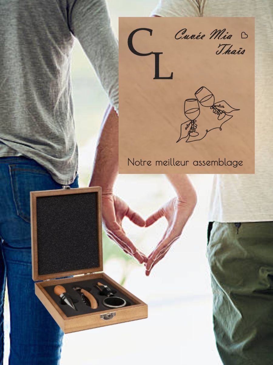 Coffret sommelier personnalisé Cuvée prénom enfant Notre meilleur assemblage cadeau Saint-Valentin naissance
