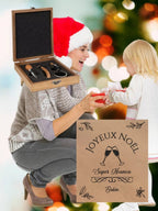 Gravure laser Joyeux Noël Super Nounou maitresse maitre atsem  cadeau Noël personnalisé coffret sommelier bois