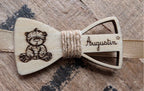 Nœud papillon en bois enfant gravé prénom