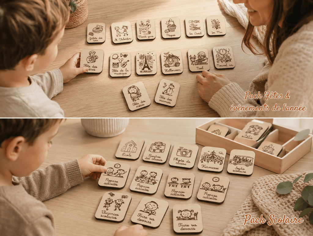 photo garçon et sa maman devant pack fêtes et évènements de l'année et pack scolaire 