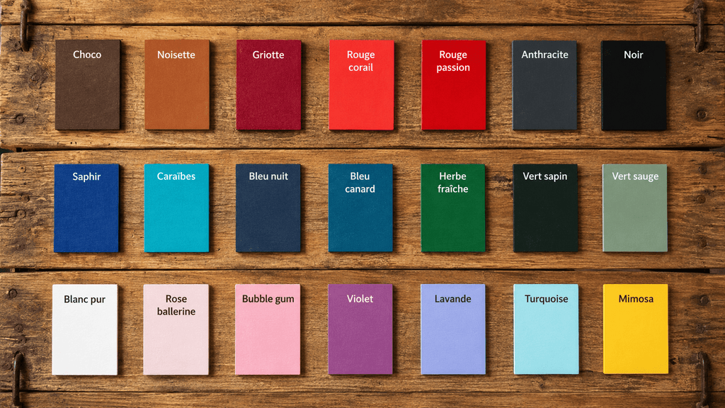 Palette 21 couleurs disponibles pour arbre de vie personnalisé en bois Artesama