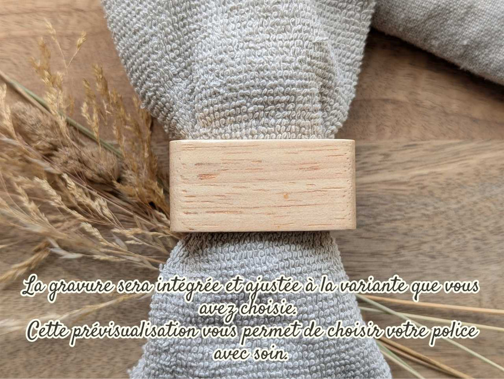 personnalistion visuel rond de serviette en bois gravé