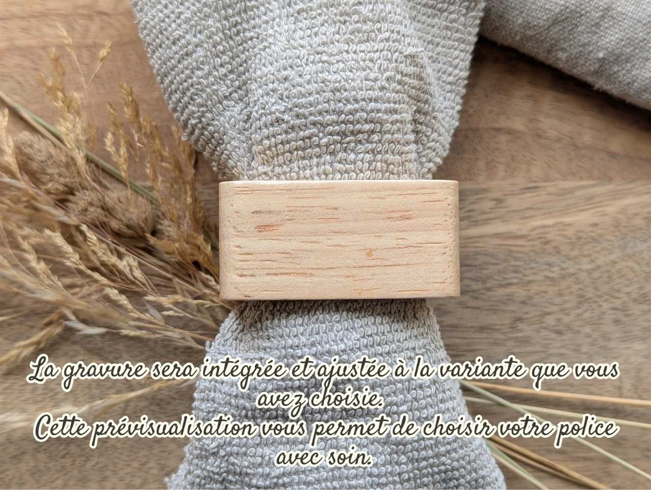 personnalistion visuel rond de serviette en bois gravé