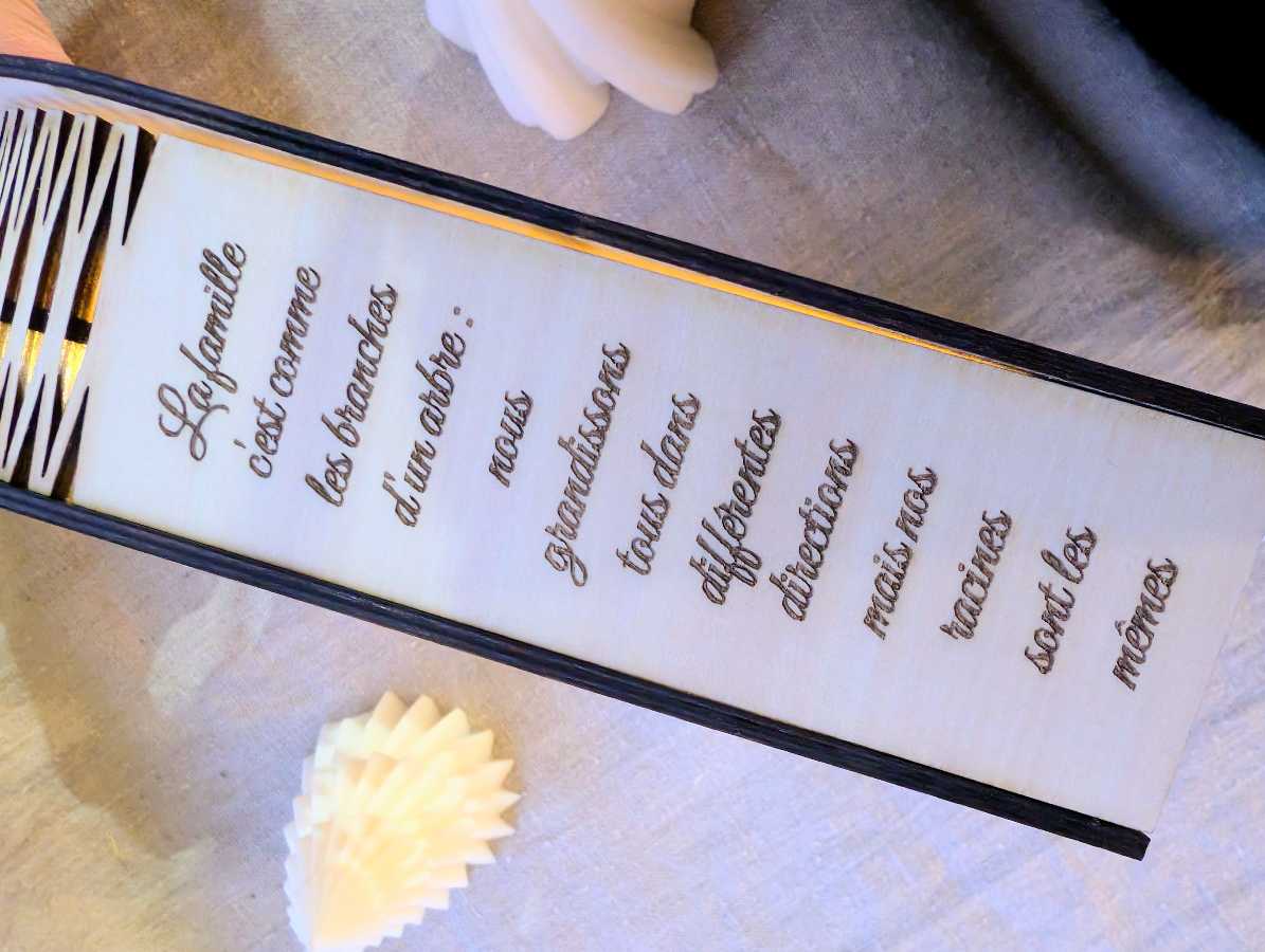 Lanterne lumineuse personnalisée avec phrase gravée sur le côté - citation famille personnalisable - cadeau unique