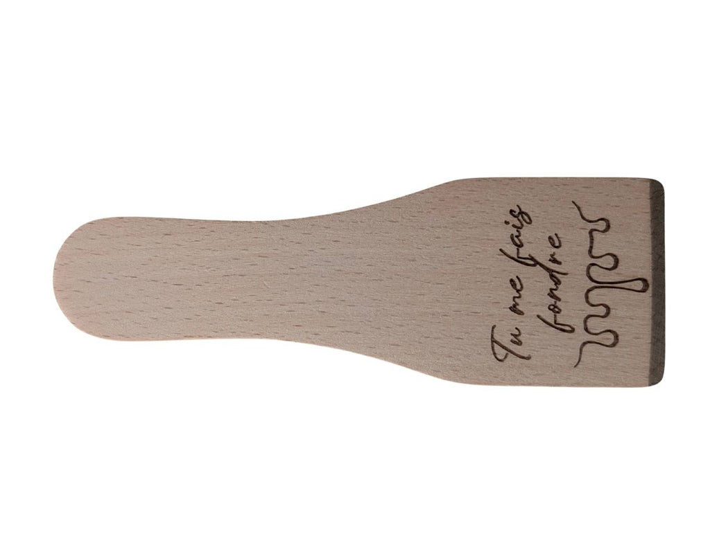Spatule raclette bois gravée message tu me fais fondre humour romantique