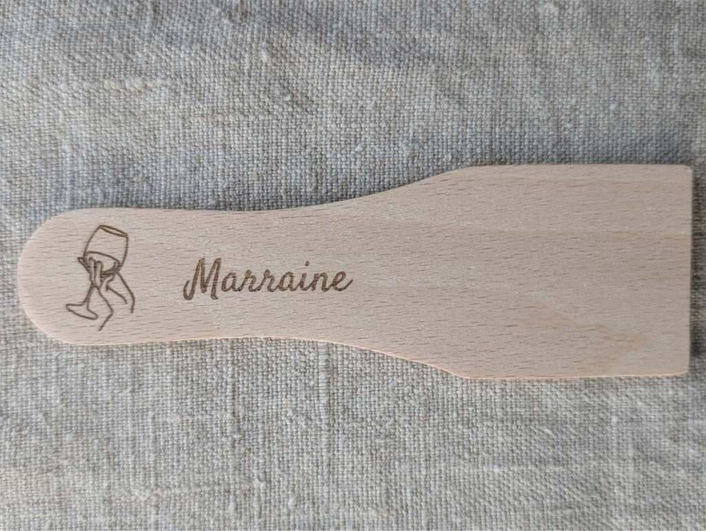 Spatule raclette bois verre de vin gravure laser personnalisation
