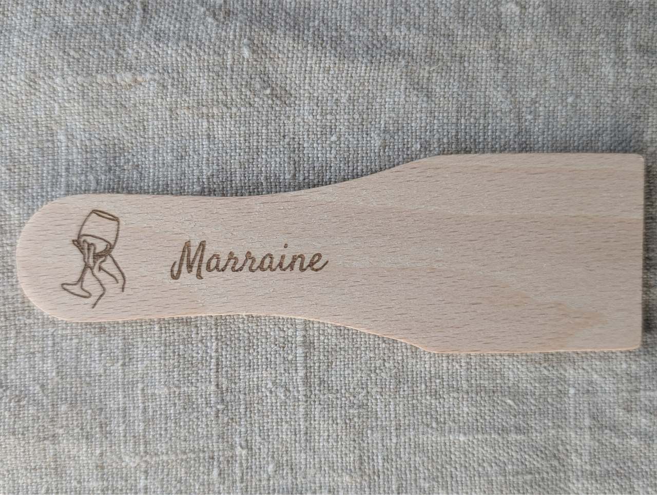 Spatule raclette bois verre de vin gravure laser personnalisation