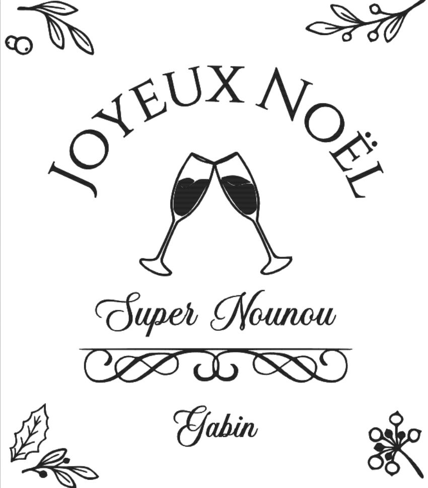 Gravure laser Joyeux Noël Super Nounou cadeau Noël personnalisé coffret sommelier bois