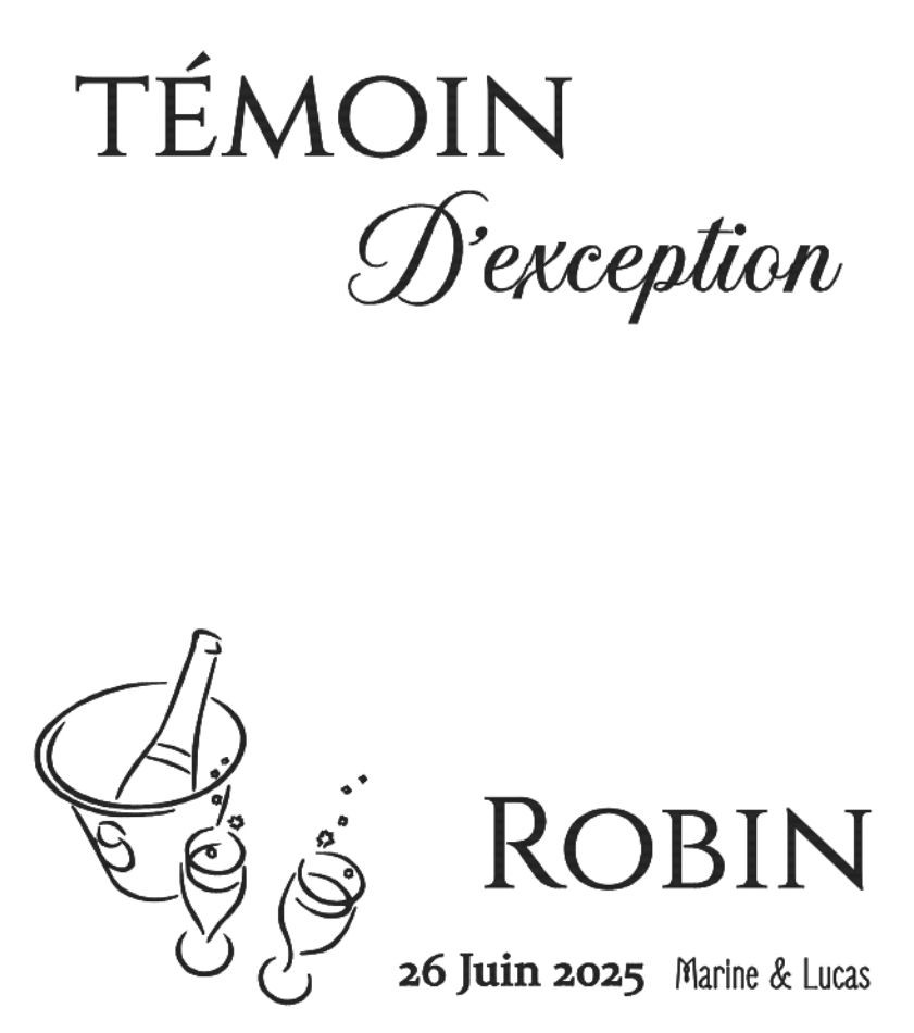 Coffret témoin mariage Témoin exception Robin 26 Juin 2025 Marine Lucas gravure laser bois