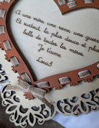 coeur dentelle bois ruban offrir maman